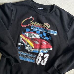 Chevrolet Corvette Sting Ray Graphic Crewneck Sweatshirt Black Men’s Large